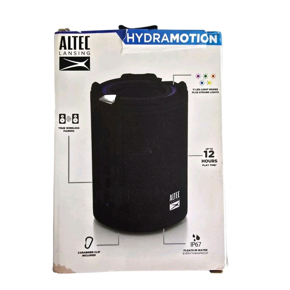 Altec Lansing HydraMotion Bluetooth Waterpoof Speaker With‎ Strobe Lights NEW
